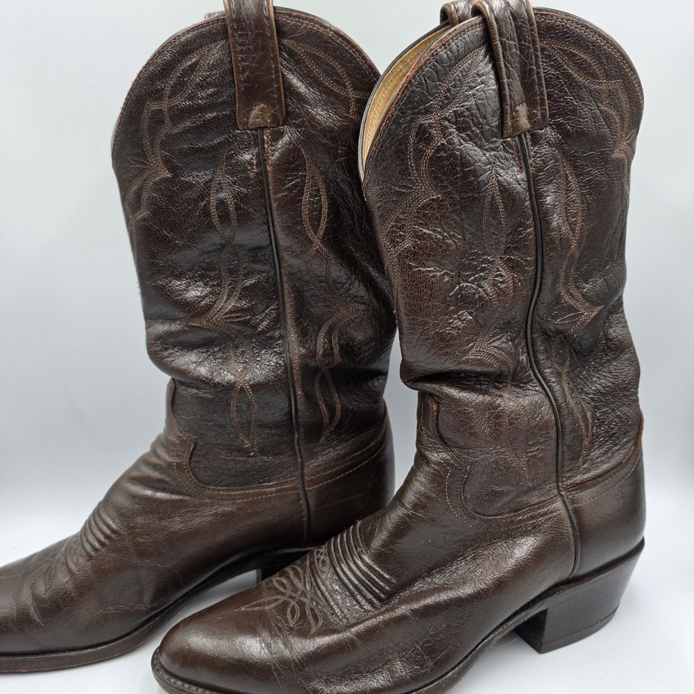 Dan Post Mens 9.5D Vintage Brown Textured Cowhide Western Cowboy Boots 16552 USA